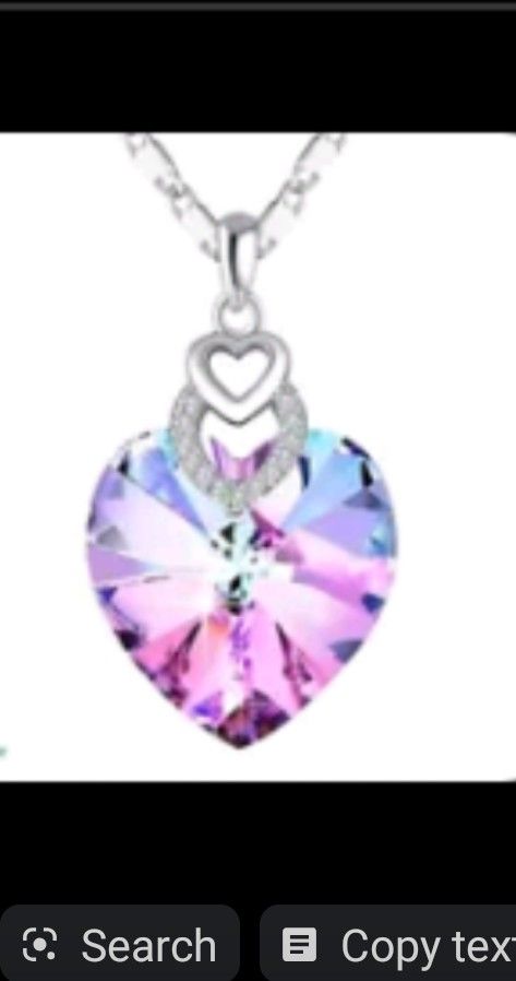 BRAND NEW IN PACKAGE LADIES PURPLE SILVER PINK CRYSTAL 3 HEARTS 18K SILVER PLATED PENDANT NECKLACE  