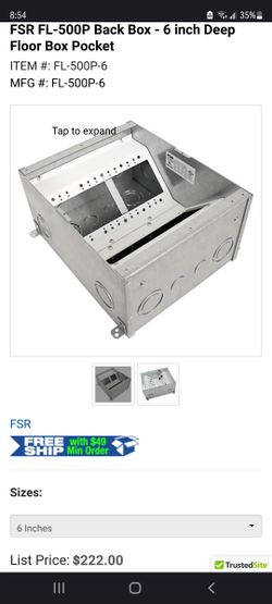 FSR  FL-500P Backbox Floor Box Pocket *BRAND NEW*