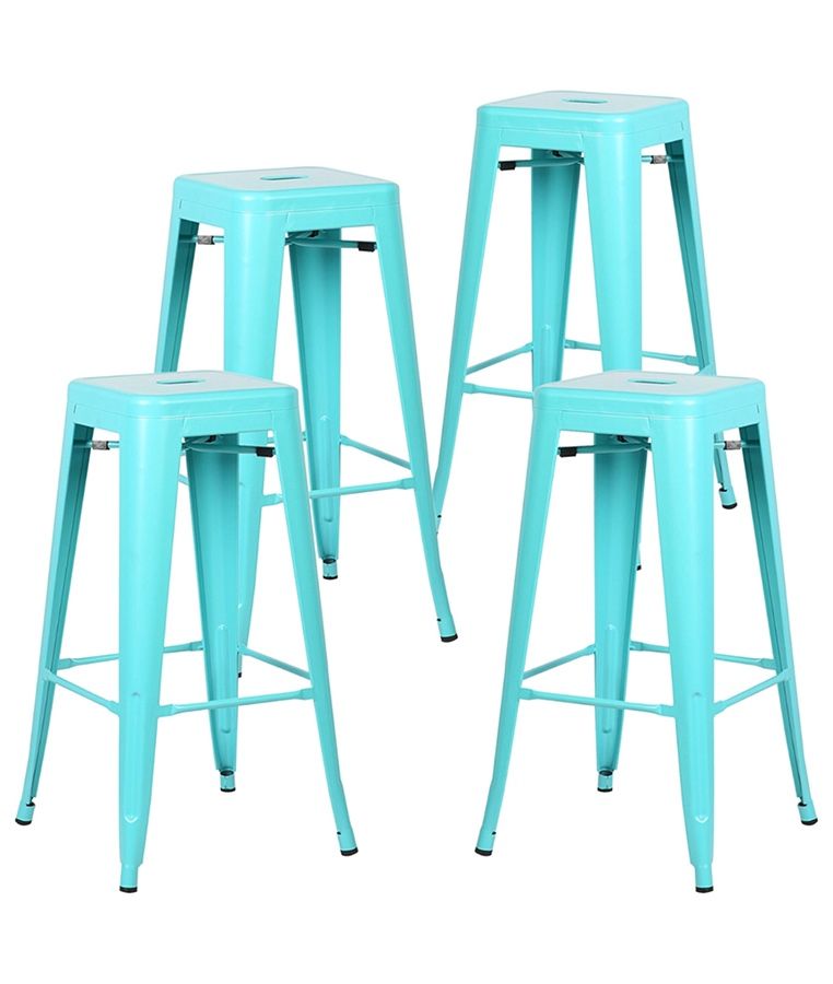 Poly and Bark Trattoria Bar Stool in Aqua (Set of 4)