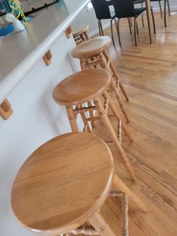 Set of Four Oak Stools