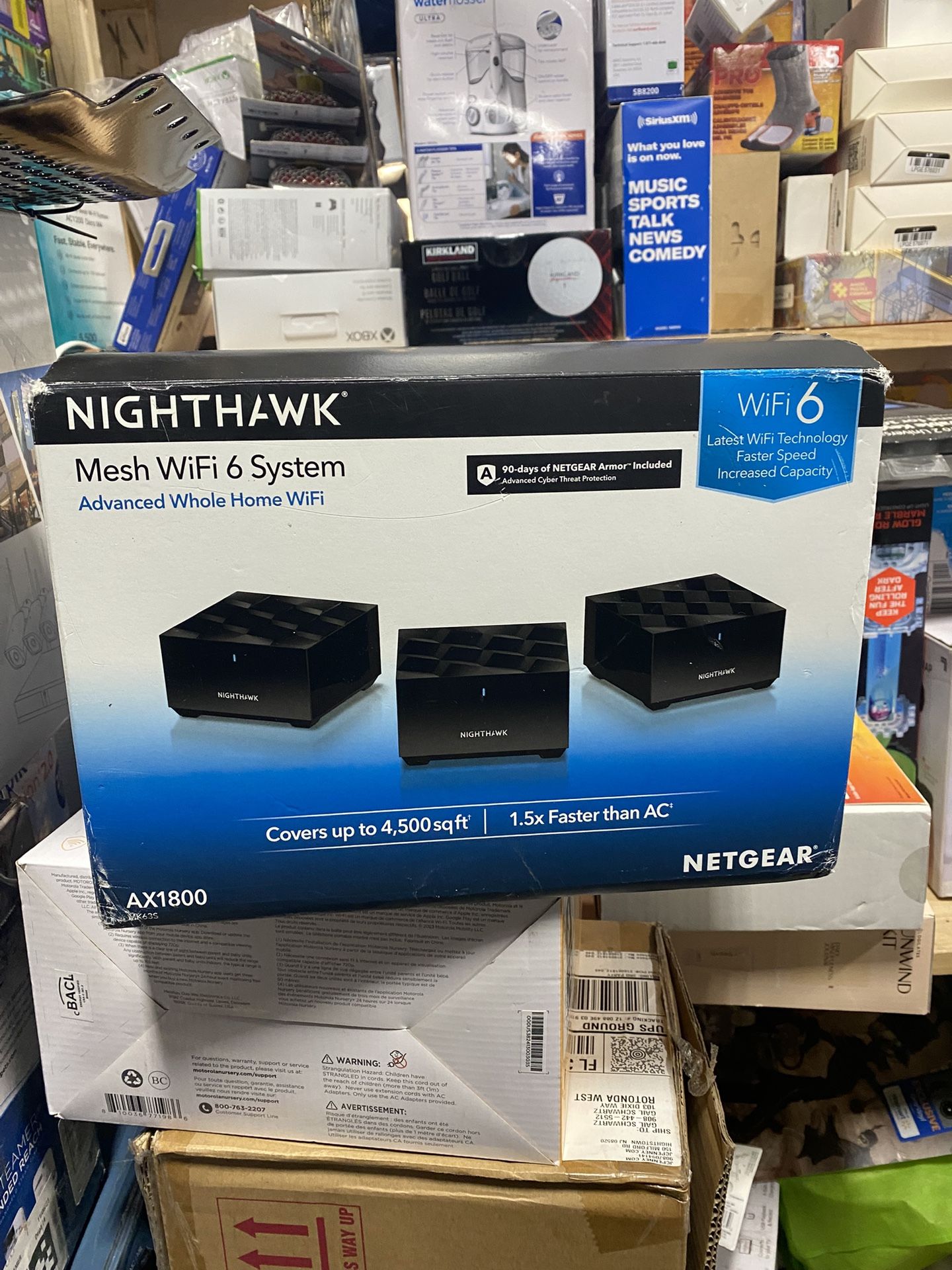 WiFi 6 System with Router + 2 Satellite Extenders and 90 days of NETGEAR Armor included, 1.8Gbps (MK63S)