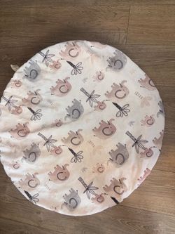 Neutral Elephant Baby Play Mat Round Floor Cushion