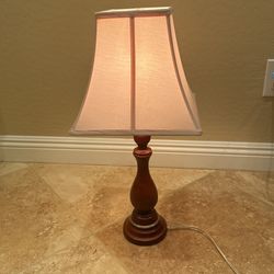 2’ Ft Brown Wood Lamp With Pink Shade - Tap Touch 3 lighting