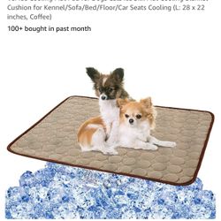 VeMee Cooling Mat Pad for Dogs Cats Ice Silk Mat Cooling Blanket Cushion for Kennel/Sofa/Bed/Floor/Car Seats Cooling (L: 28 x 22 inches)
