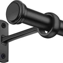 1 Inch Blackout Curtain Rods for Windows Patio, Adjustable Room Divider Curtain Rod Wall Mount & Ceiling Mount for Indoor & Outdoor, Black, 72" to 144