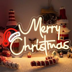 NEW Merry Christmas Neon Sign LED Light with Dimmable USB Switch Art Wall Decor Night Light for Bedroom Indoor Party Wedding Bar Pub Club Christmas De