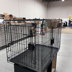 Portable, easy to assemble, foldable metal wire dog crate with removable tray, double door $30  Length: 36in Width: 23in Height: 25in