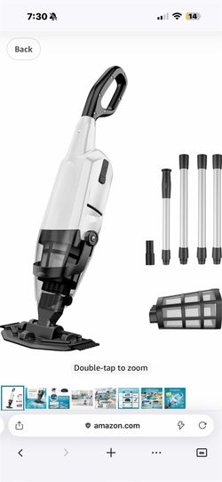 Cordless Pool Vacuum for Above Ground and Inground Pools, 18 GPM Powerful Suction Handheld Rechargeable Pool Cleaner with Versatile 4-Section Pole, 1H