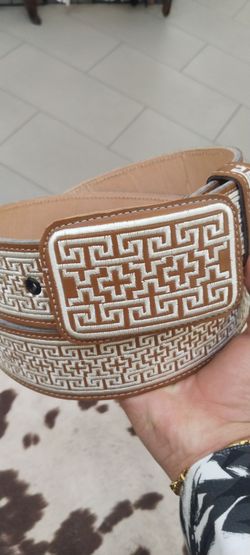 Guinine Leather Embroidered belt (Size38)