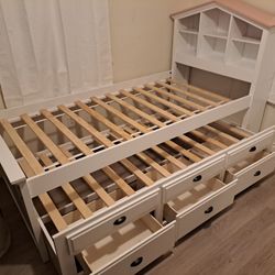 Twin/Twin Bedset W/3 Storage Drawers & Shelf(Mattress Included:$769)