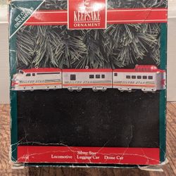 Vintage Hallmark silver star metal train set x 3,Hallmark Keepsake Ornaments Lionel Train 1998