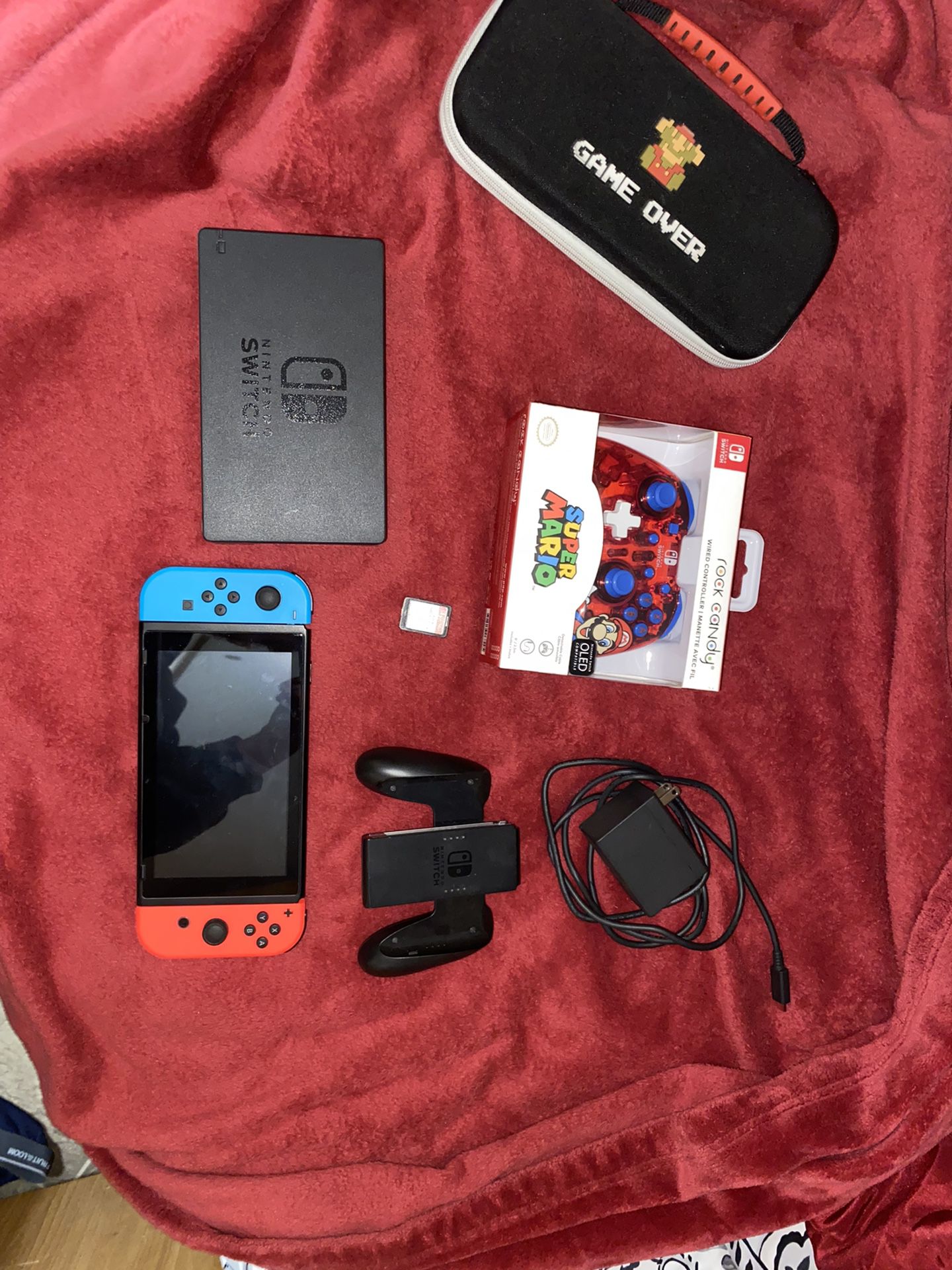 Nintendo Switch With Accessories And Super Smash Bros