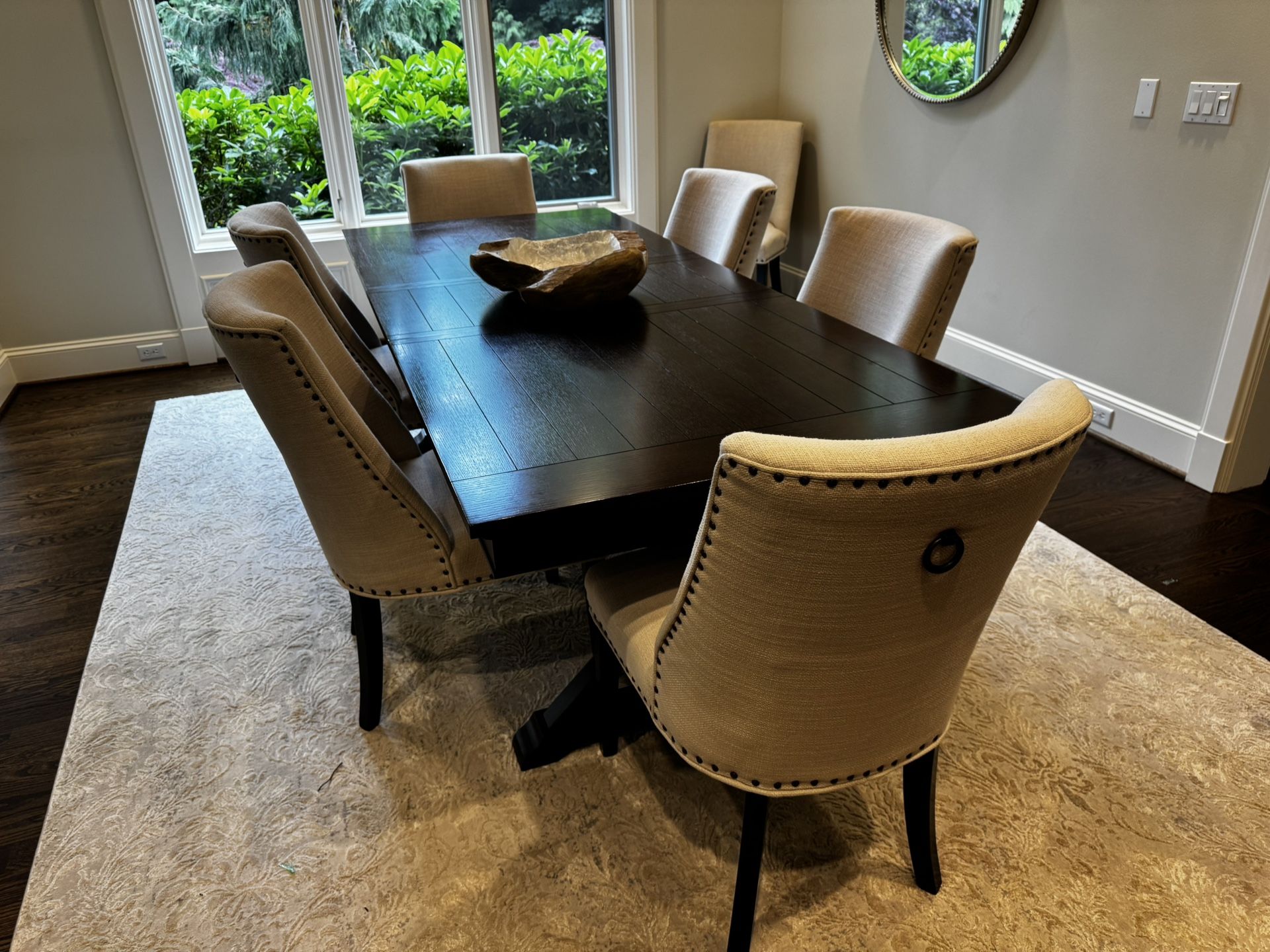 Farm Style Dining Room Table And White Chairs