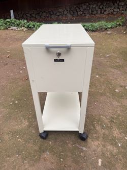 Vintage Pendaflexer rolling metal file cart with lock and key office cabinet