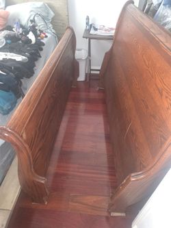 Solid Oak Queen Size Headboard & Frame