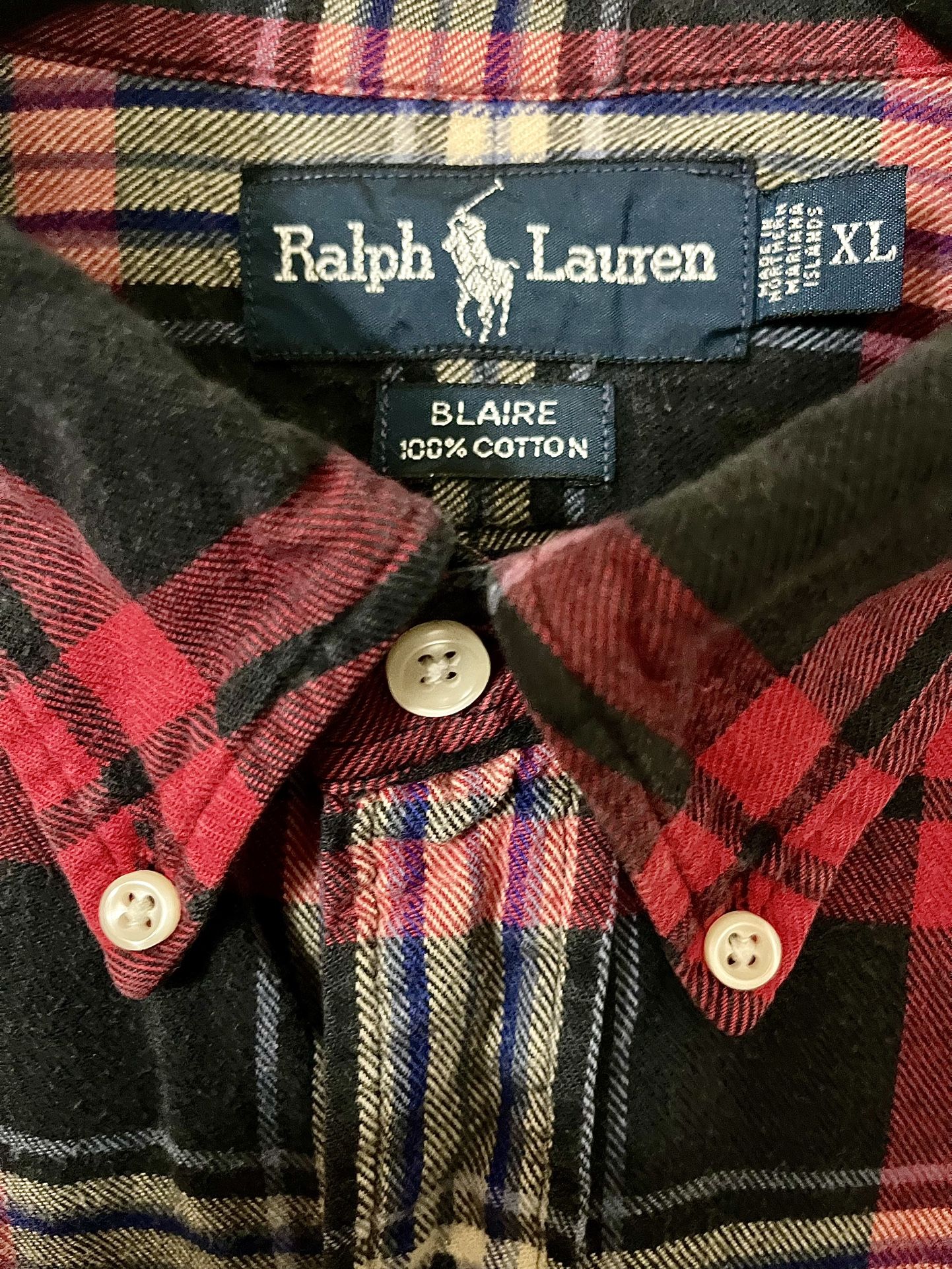 Ralph Lauren Blaire Flannel Plaid Shirt XL