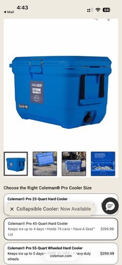 Coleman Pro Hard Cooler Blue 45-Quart