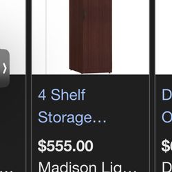 Four Standing Single Door Cherry Wood Storage Cabinets