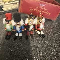 Set Of 4 Vintage Nutcrackers Napkin Rings, No Holds, Trades Or Deliveries, Same Day PU