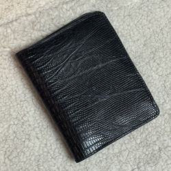 Black Crocodile Texture Genuine Leather Bifold Wallet Men ID Window Card Holder