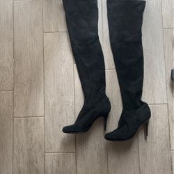 Cole Haan Shoes | Cole Haan Knee High Nike Air Suede Boots | Color: Black | Size: 8.5