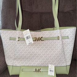 Michael kores reed light sage belted tote with matching wallet (Brand new with tags never used)