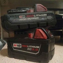 (2)  Milwaukee M18 Red Lithium Batteries 