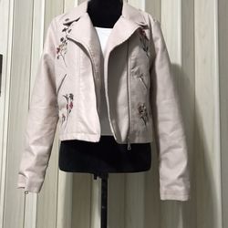 urban Retro Baby Pink Embroidered Jacket Size L