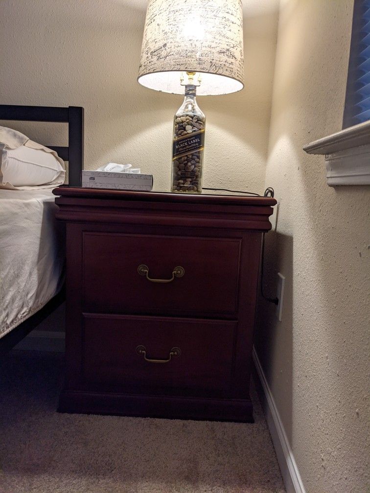 Solid Wood Nightstand With Pullout Tray