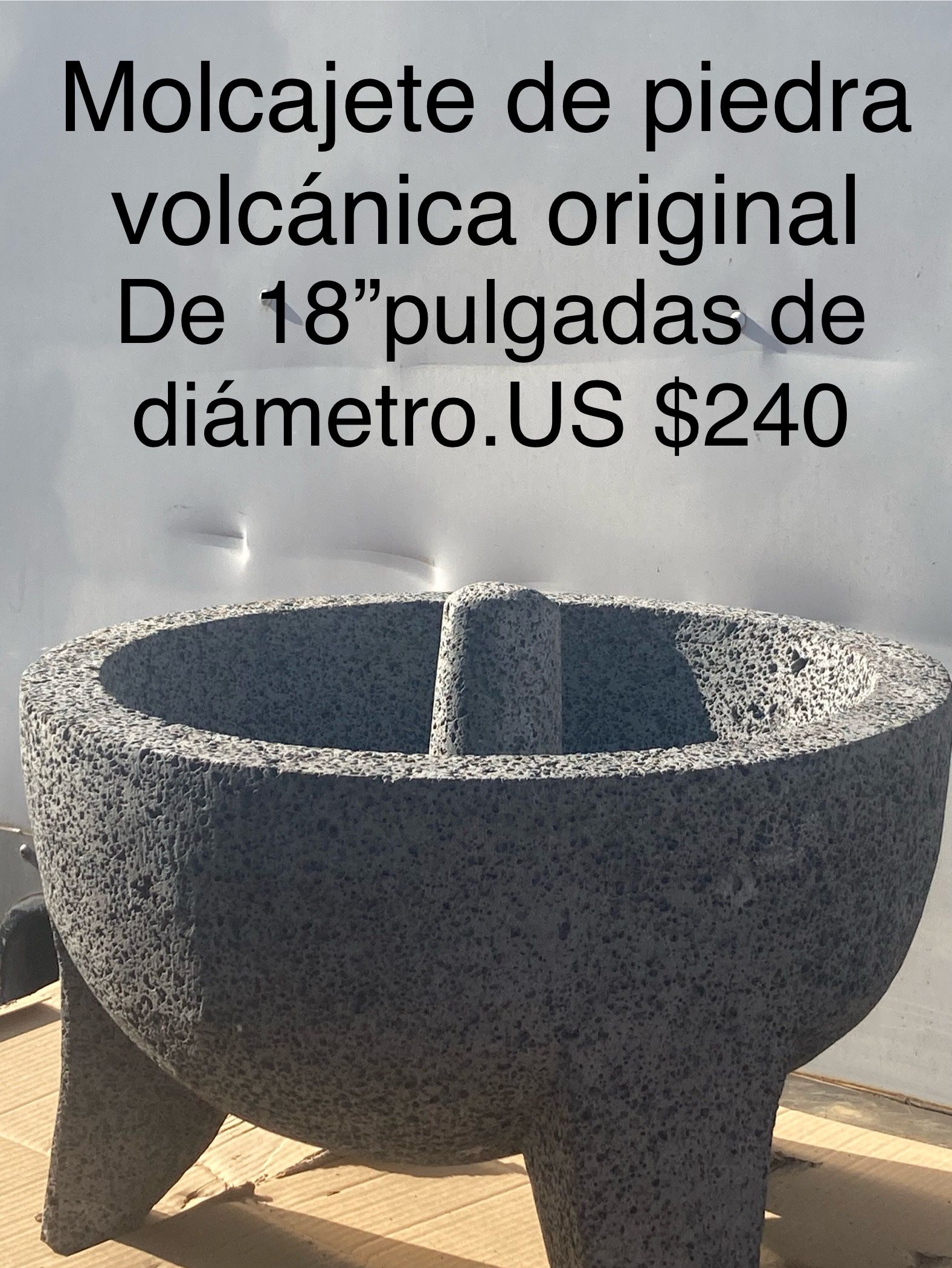 Molcajete De Piedra Volcanica Original Extra Grande De 18” Pulgadas 