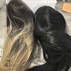 Angelix Beauty Wig Hairpiece Black Brown Ombre Multicolor Synthetic Hair