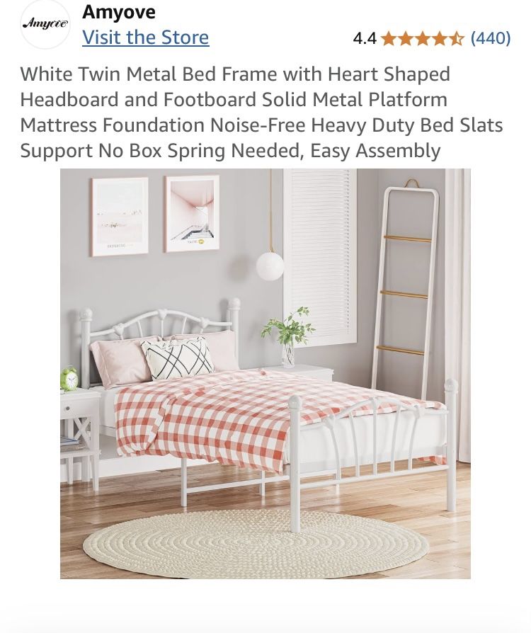 White Twin Heart Bed