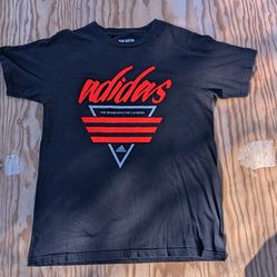 adidas The Go-To Tee Men's Black Red Logo Cotton Short Sleeve T-Shirt Size M