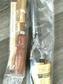 *NEW* Goden Supreme pressing comb smooth back G S-1 and curling iron 3/4" 20 K.
