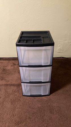 3 Drawer Medium Cart Black - Brightroom™: Plastic Storage Drawers