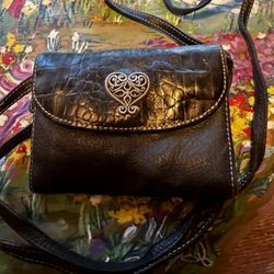 Black Brighton Wallet With Long Carry Strap. 