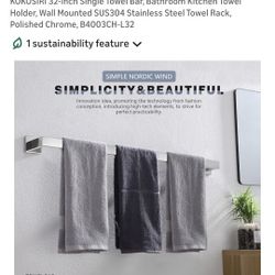 KOKOSIRI 32-Inch Single Towel Bar