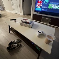 White And Dark Wood Coffee Table