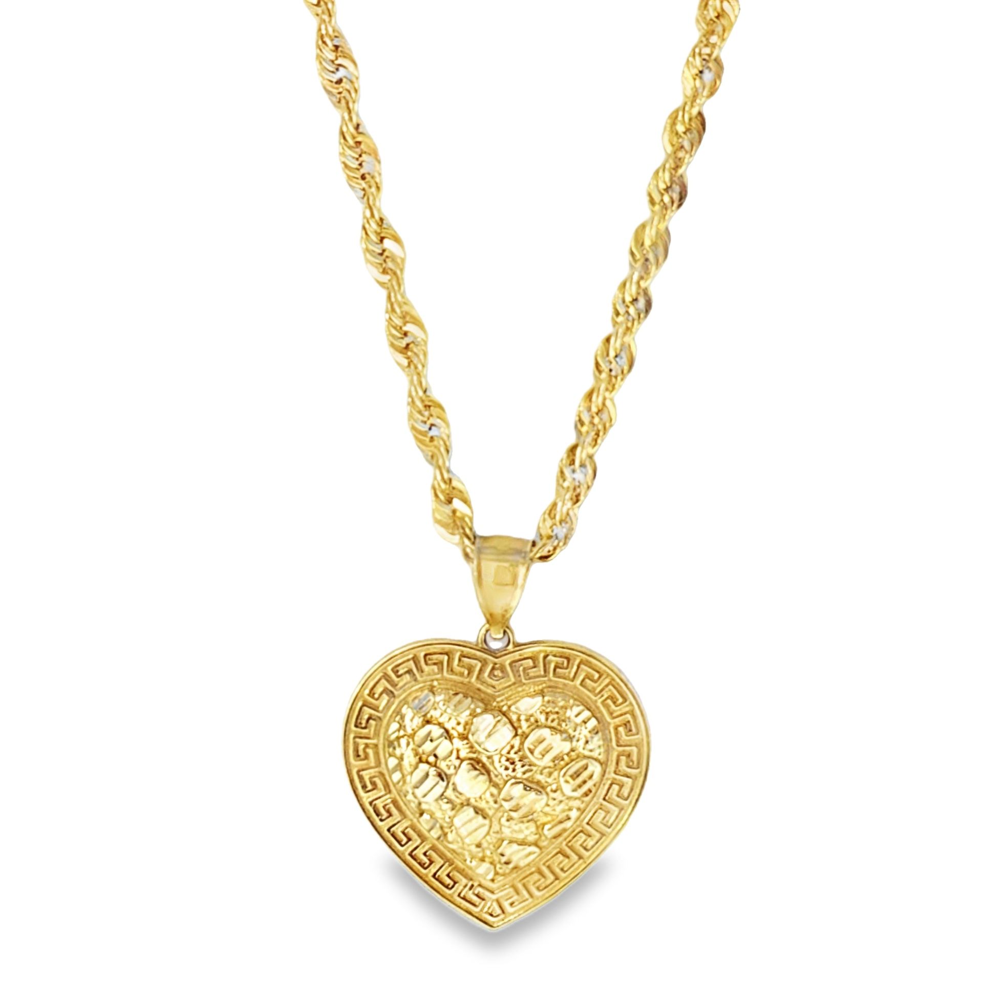 10k Yellow Gold Chain Necklace with Heart Pendant