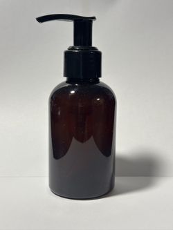 🌟24- 4oz Amber Plastic Boston Round Bottle w/Pump