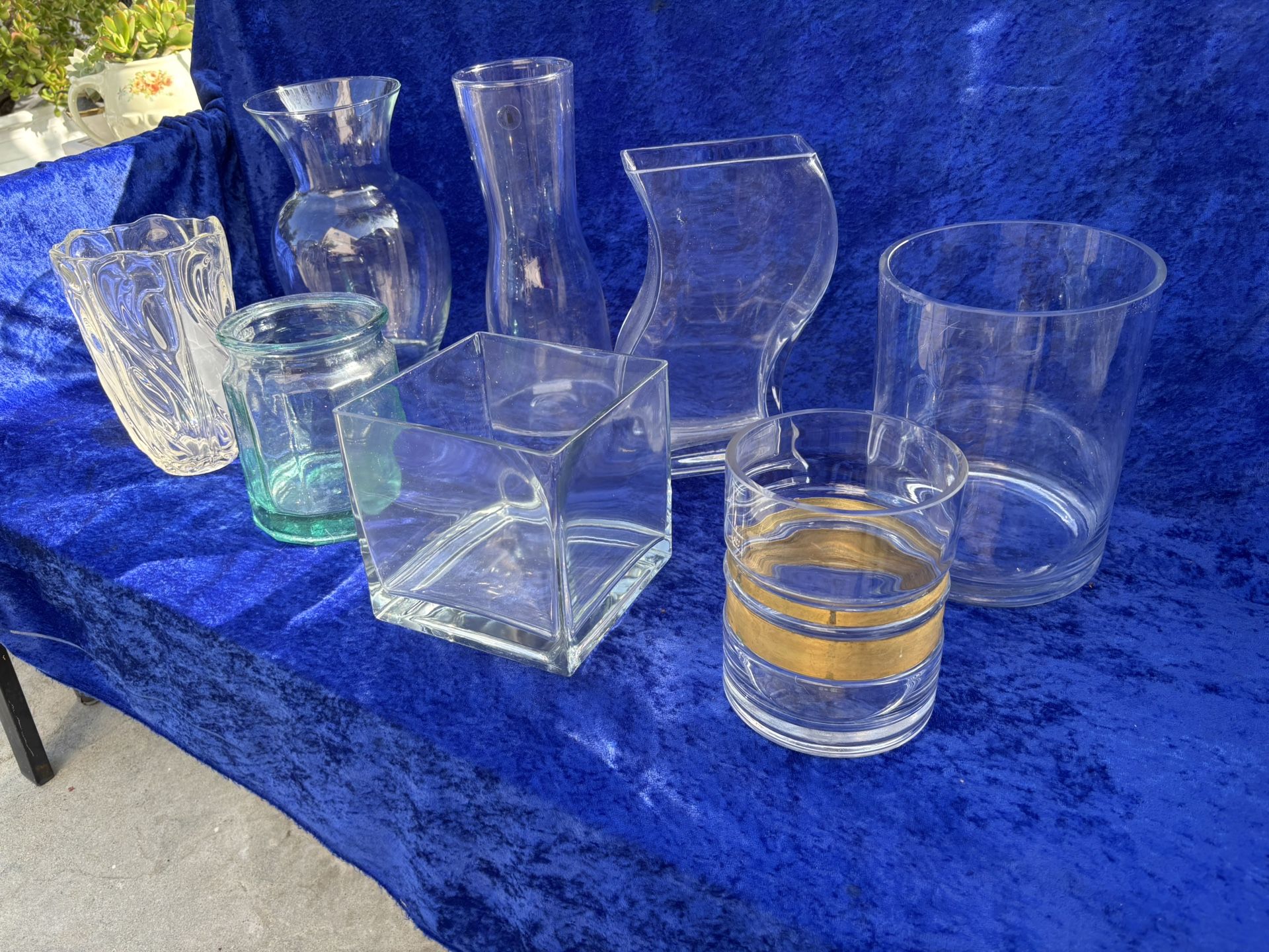 Good condition glass flower vases each $5