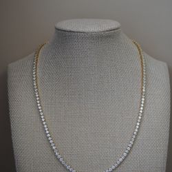 Lab Grown Tennis Necklace 14k Yellow Gold 
