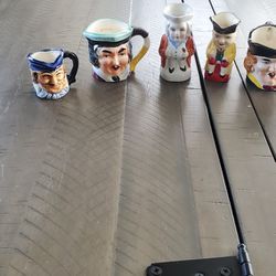 Lot Of 5 Small Antique Toby Mugs 