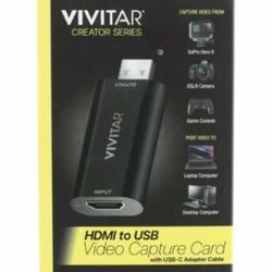 Vivitar Creator Series HDMI to USB Video Capture Card with Real-time HDMI Video and Audio Capture for Next-Level Live Streaming includes USB-C Adapter