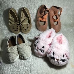 Tom’s Gold Zags Slip On 7/ Simple Petals Dress Shoe 7 monkey Feets 7/bunny Slippers 7/ 4 Pairs For 20