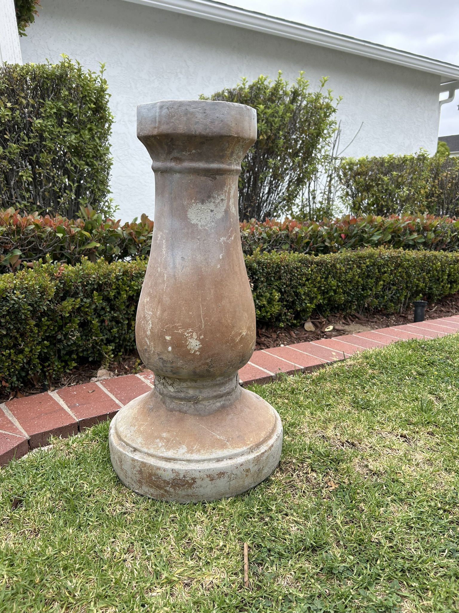 Vintage Terracotta Pedestal Tall Display Plant Holder Display Collectible Weathered Rustic