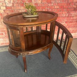 Vintage Bar Side Table Solid Wood Witg Removable Tray 