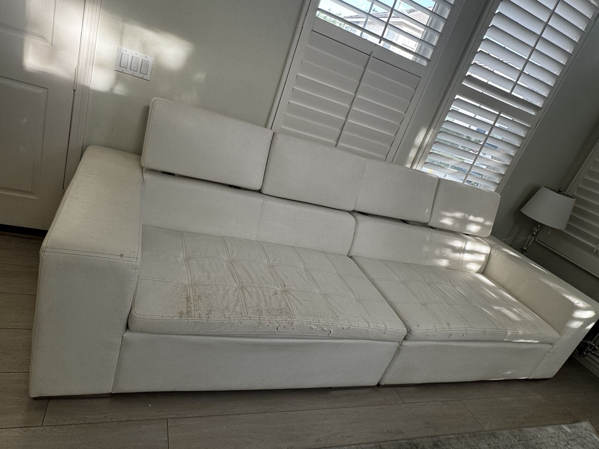White leather Modani Sectional Couches