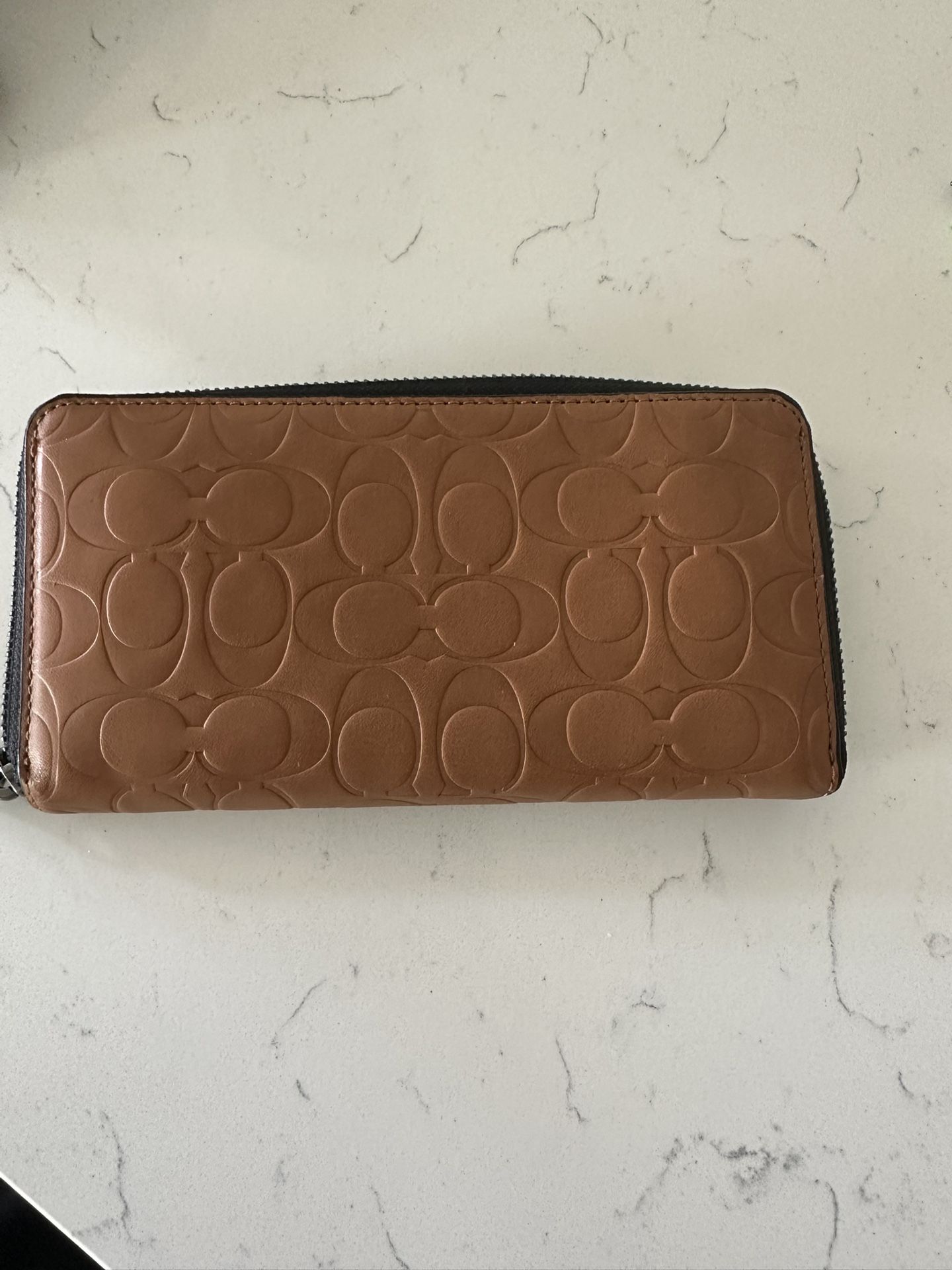 Coach Accordion Zip Logo Embossed Wallet