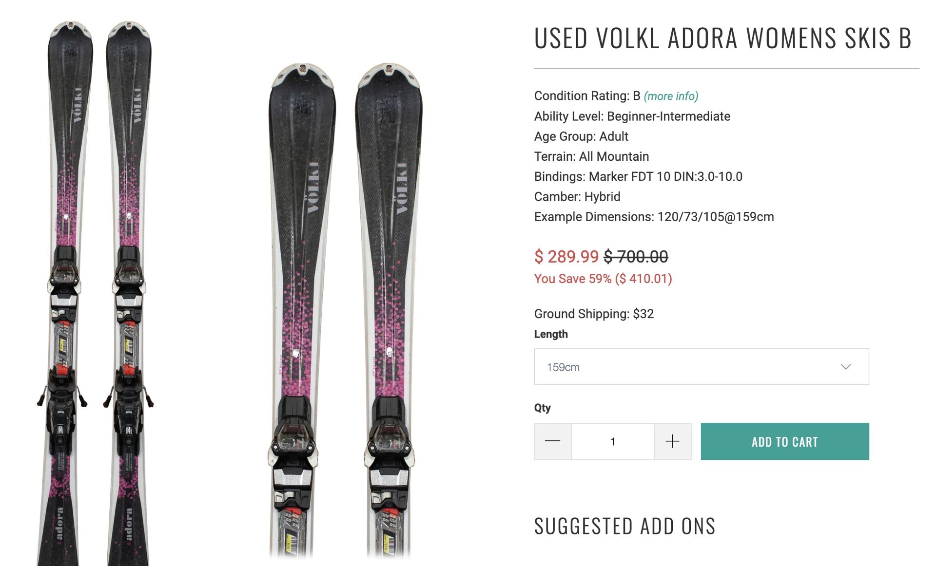Volkl Adora Skis + Essenza
